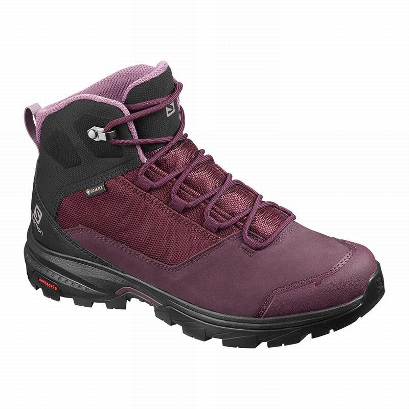 Salomon Singapore Womens Hiking Boots - OUTWARD GORE-TEX Burgundy/Black | 64157-DPHG